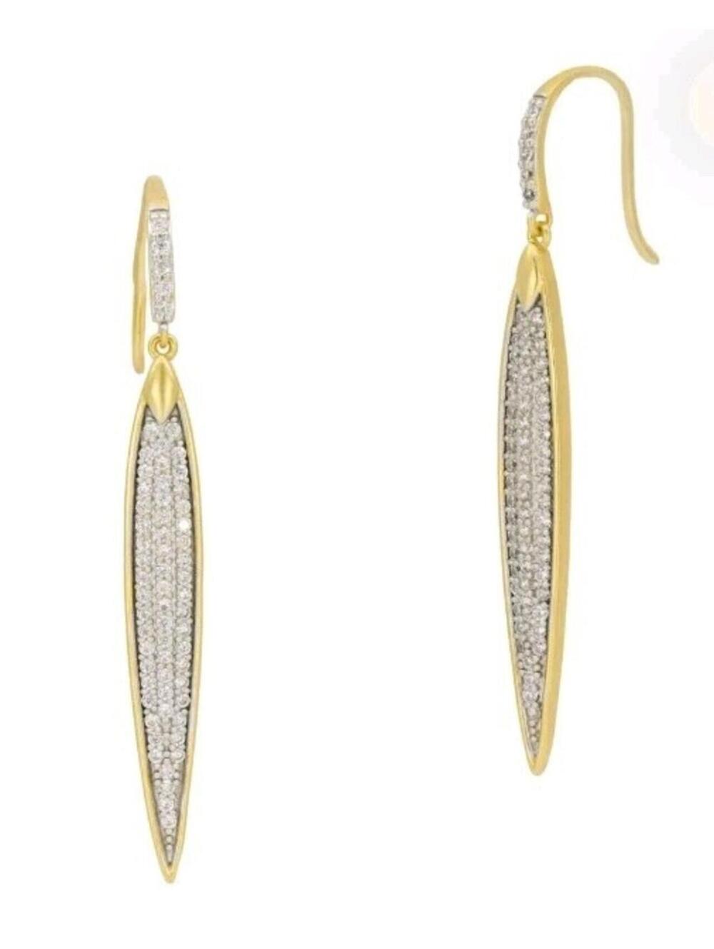 Freida Rothman Petals And Pave Armor Of Hope Sterling Silver CZ Drop Earrings